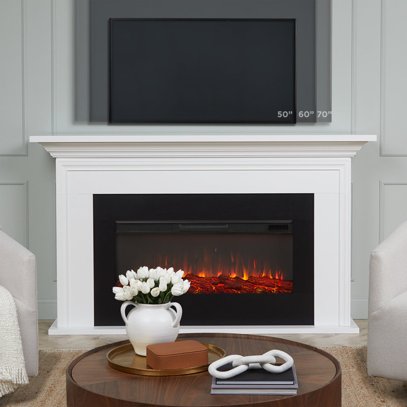 Cleo 76" Landscape Electric Fireplace In White