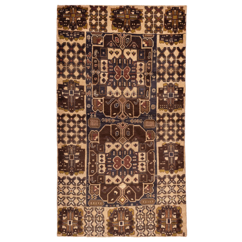 Tapis brun Teimani 3 pi 10 po x 6 pi 10 po