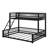 Twin XL Over Queen Floor Bunk Bed With Ladder & Guardrails-2045951131-2045951127
