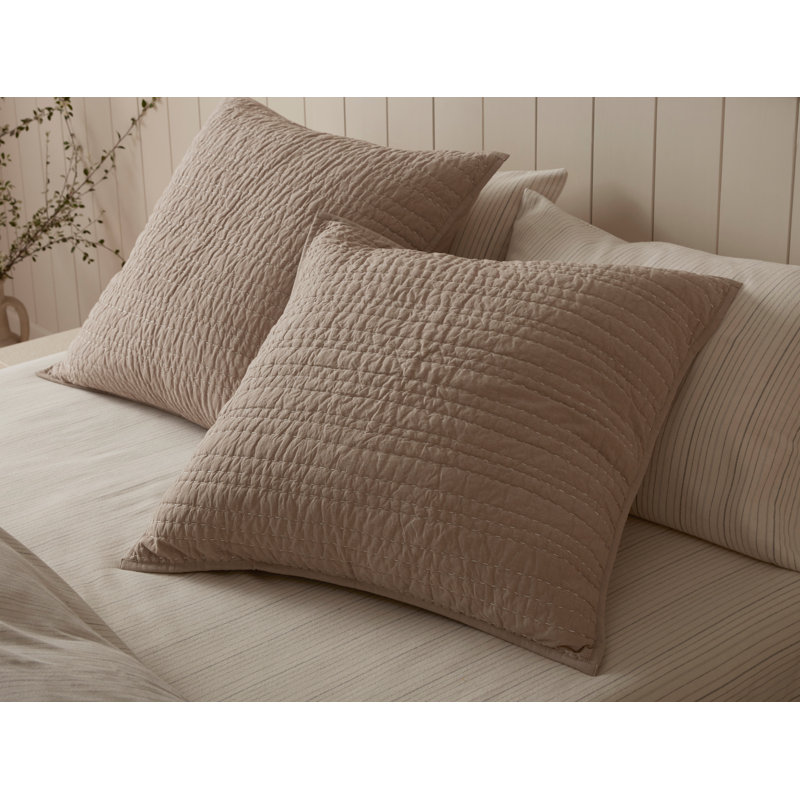 Channel Handstitched Organic Sham, Praline Chambray