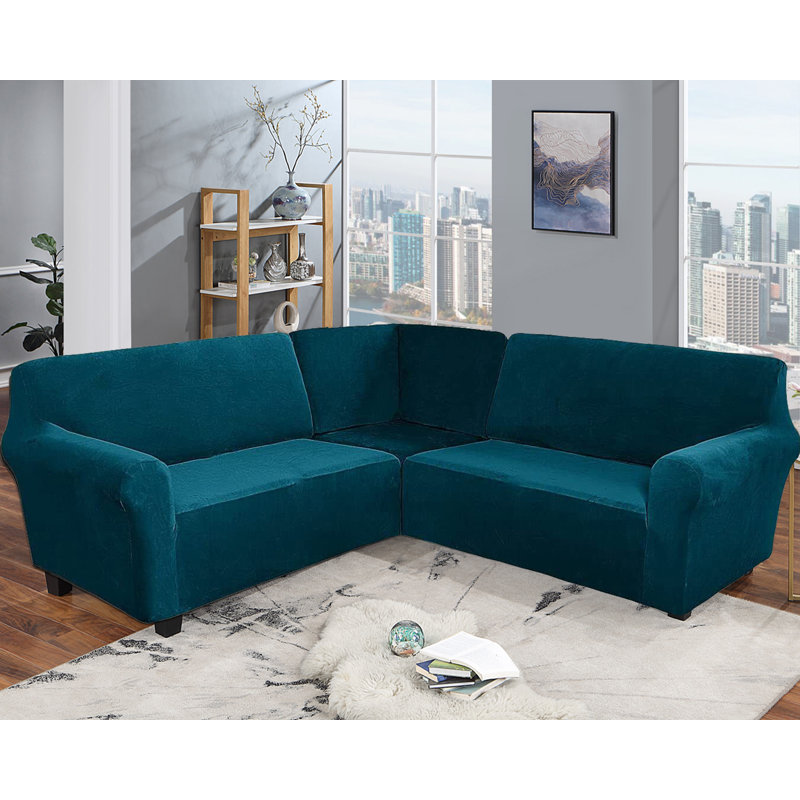 Housse pour canapé de coin Elastic, Bleu profond, H 38 po x l 58 po x P 43 po