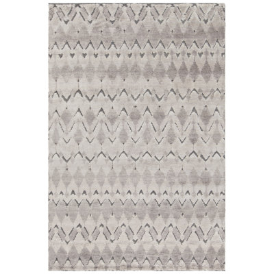 Tapis gris en laine noué à la main Stacie