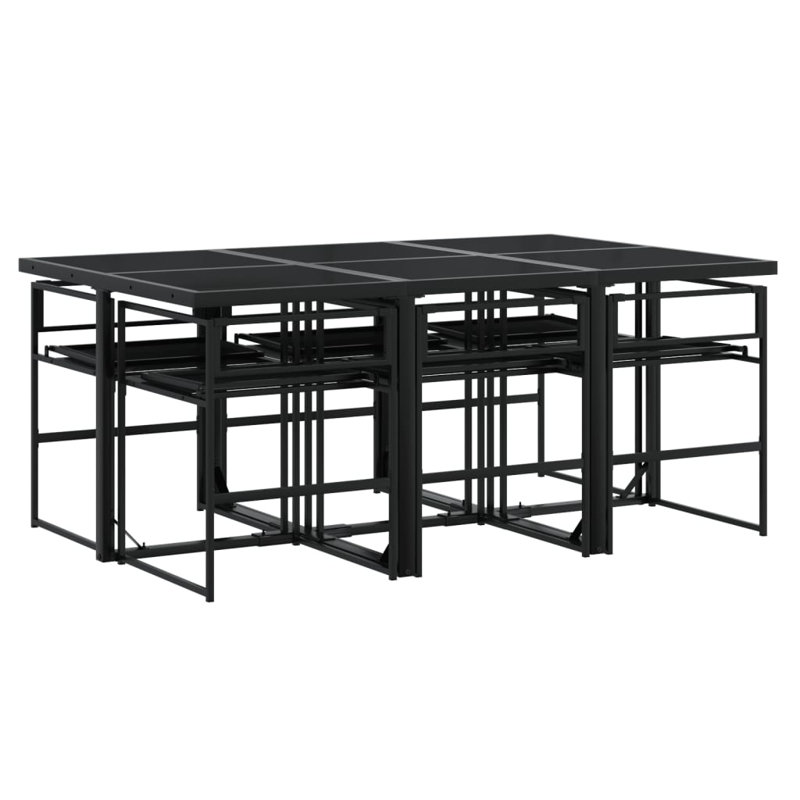  Garden Dining Set Black PVC-coated polyester Fabric