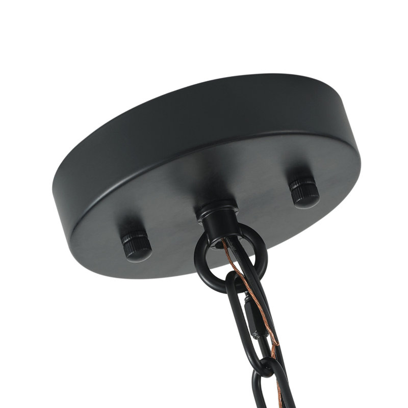 Luminaire de style lustre industriel rond classique 6 lumières Bellandra, Noir