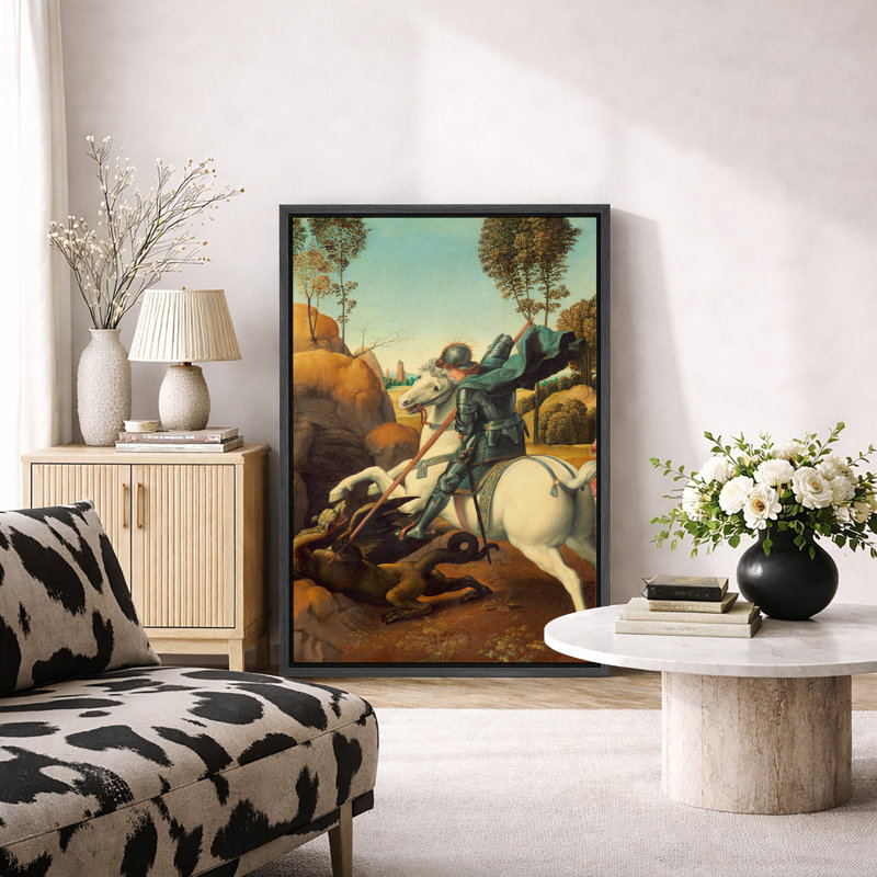Saint George and the Dragon, œuvre d'art classique classique, images de combats de chevaliers médiévaux, impression sur toile encadrée