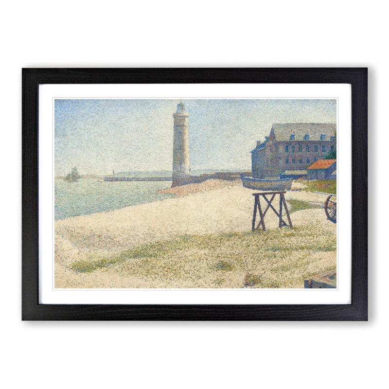The Lighthouse at Honfleur by Georges Seurat - Picture Frame Painting, Black, 36cm H x 48cm W x 2cm D