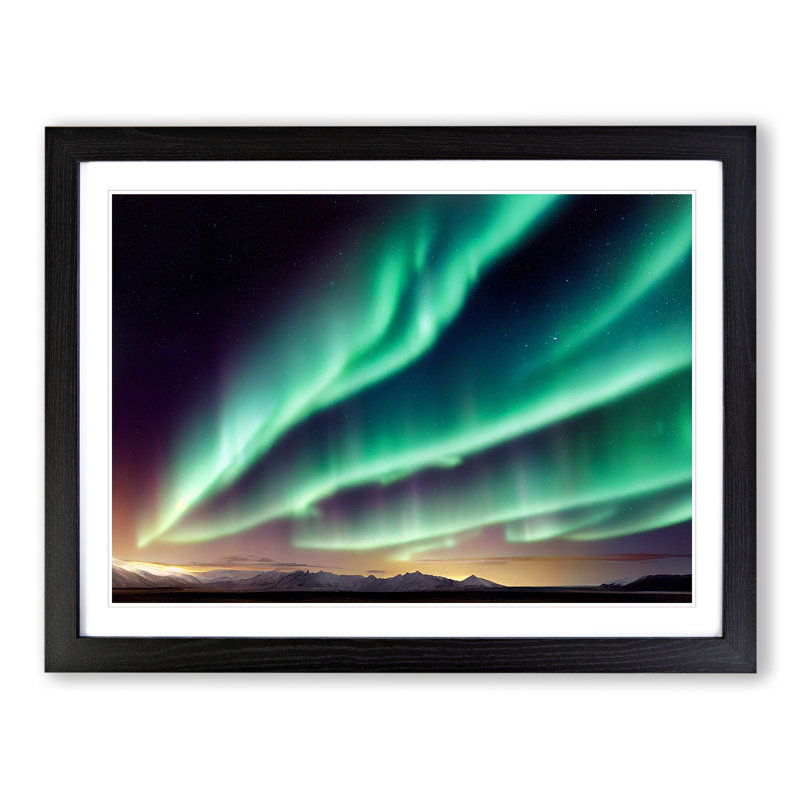 XH1022-1878X Charismatic Northern Lights - Single Picture Frame Print, 25cm H x 34cm W x 2cm D, Black