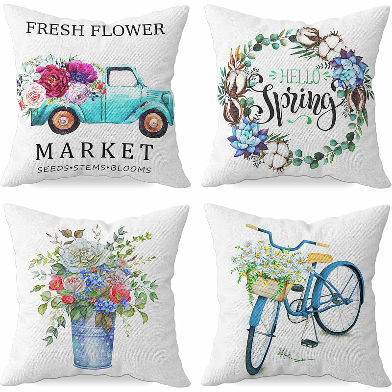 Ensemble de housse de coussin décoratif intérieur / extérieur 4 pièces 
