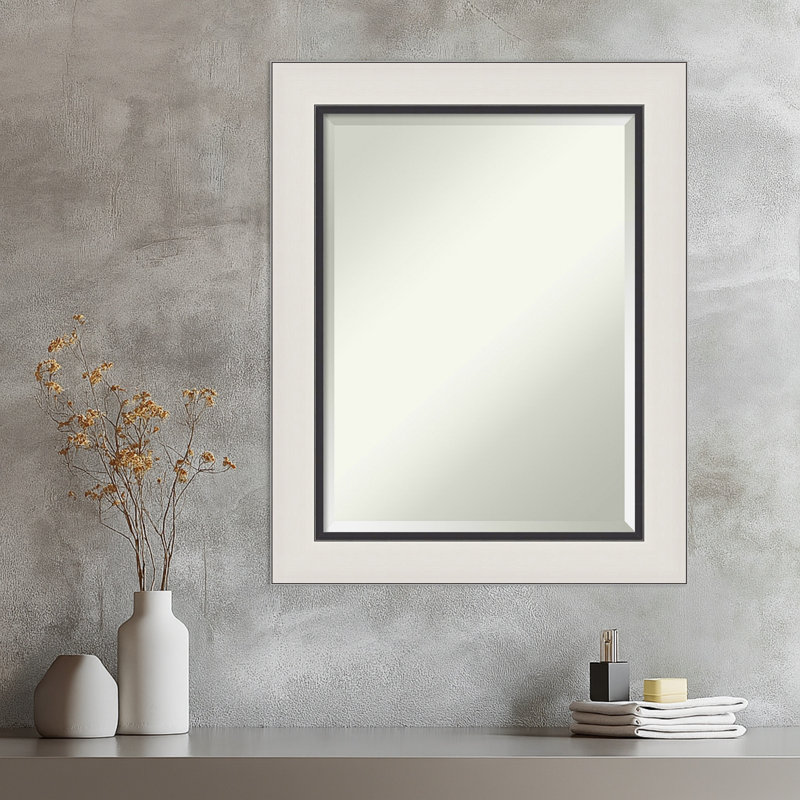 Ellie Beveled Framed Wall Mirror, Silver Black, 29.5" x 23.5"
