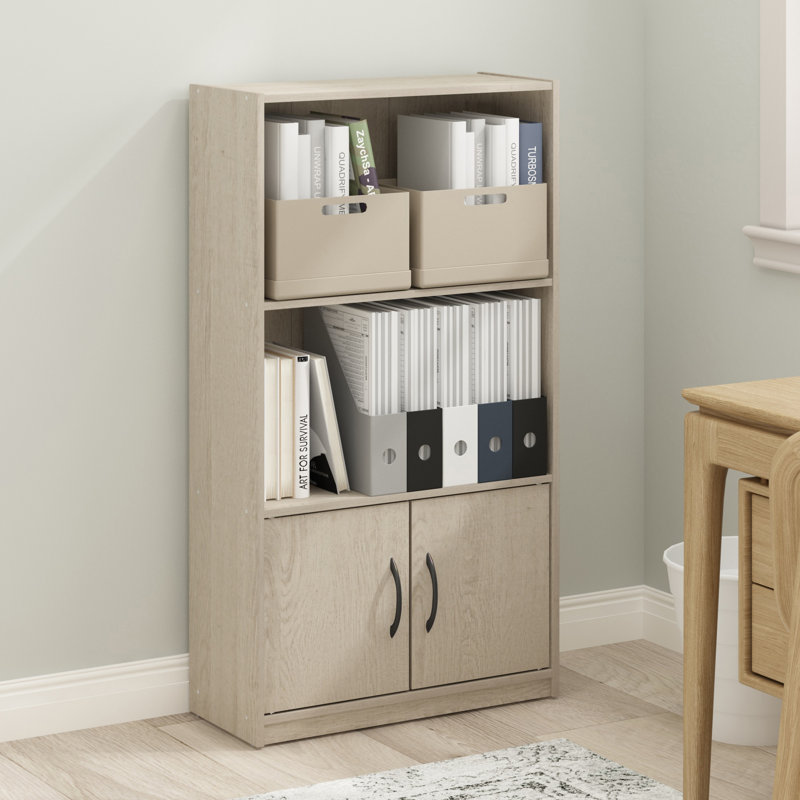 Storage Bookcase, (2 Shelves) 40" H x 22" W x 9" D, Oak