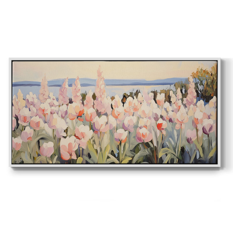 Botanical Series-CCXCIX - Toile tendue avec châssis tendue - Prêt à accrocher, H 21 po x l 41 po, Blanc
