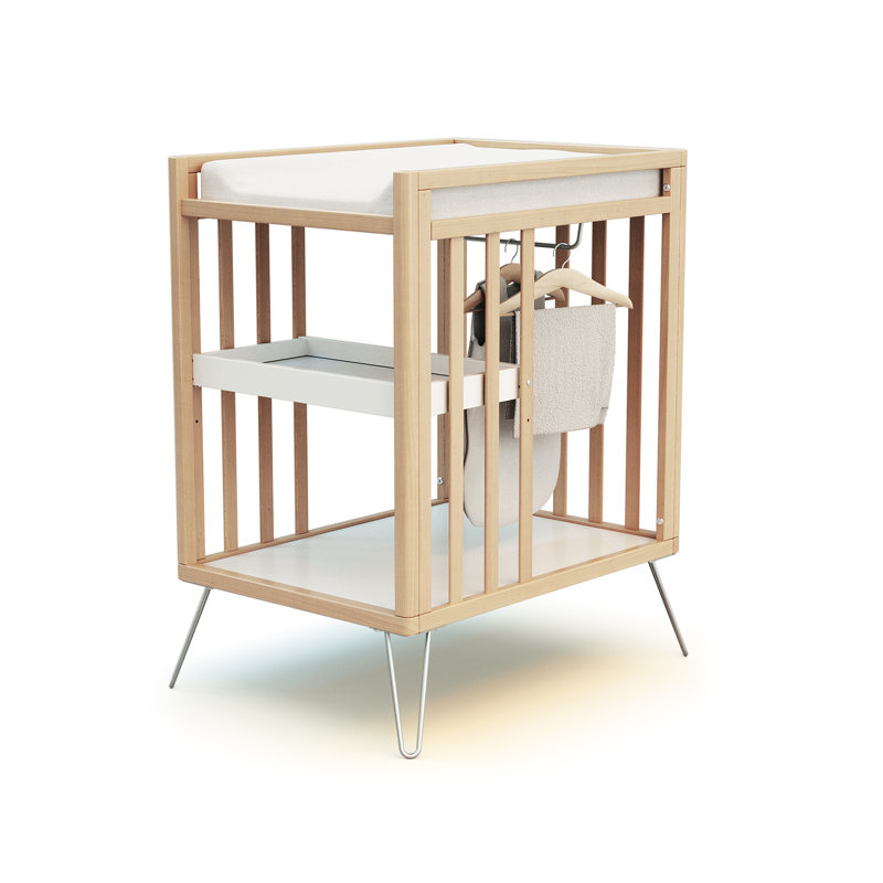 Wooden 2-Shelf Changing Table ONLY, Natural/Silver