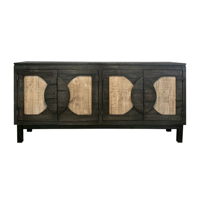 Console 4 portes Cosalá, Noir patiné / beige clair