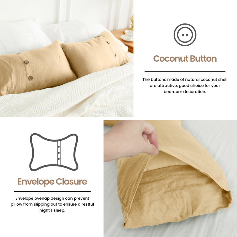 Housse de coussin 100% lin 12 x 20 pouces, Sable