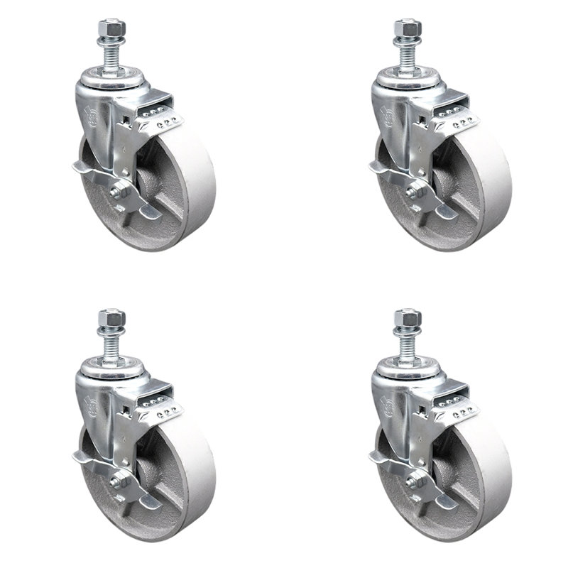 TS Caster - 5" Wheel & 3/8" Stem w/Brake