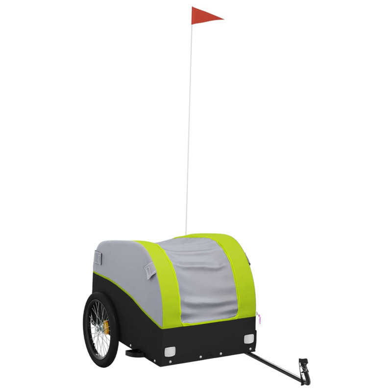 Bike Trailer 45 kg Iron, 63cm H x 63cm W x 126cm D, Green/Grey