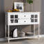 Buffet blanc, console avec tablette inférieure pour le salon - 2 armoires, tiroirs, fabrication en bois massif, armoire au look distinctif, espace de rangement spacieux, deux cadres et pieds-121047807