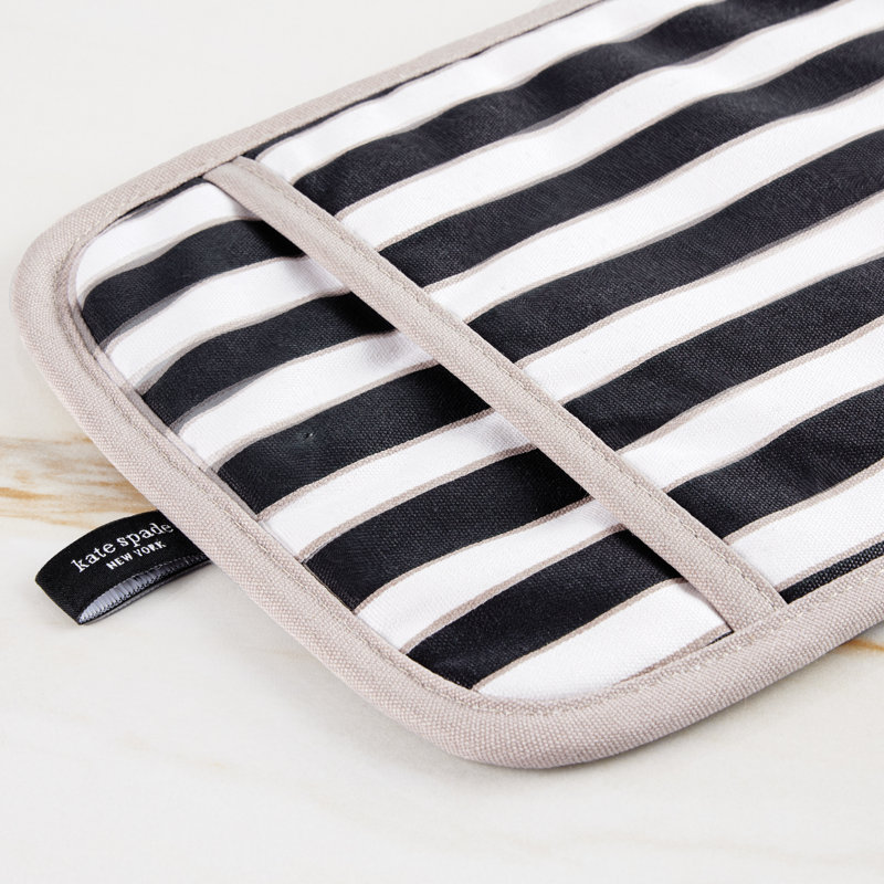 Botanical Stripe Potholder Set, Black