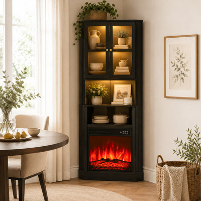 65" Tall Corner Cabinet with 18" Electric Fireplace