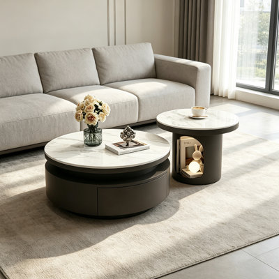 Table basse moderne et minimaliste avec tiroir en bois
