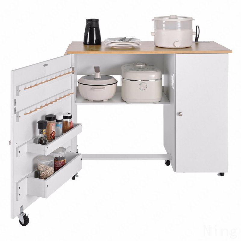 Table de couture pliante, table de machine à coudre polyvalente avec armoire, station de charge, conception compacte, roues, chevilles en bois, plateaux et tablettes de rangement, station d'artisanat et bureau d'appoint pour la maison