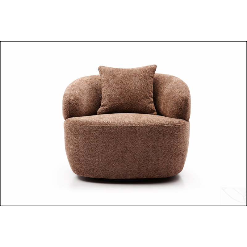 Canapé courbé pivotant à 360 ° de style Mid-Century moderne, canapé 1 place avec tissu bouclé et dossier enveloppant