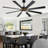 72 Inch Black Modern Large Ceiling Fan with LED Light and Remote, 6-Speed Quiet DC Motor Reversible Ceiling Fan for Large Rooms