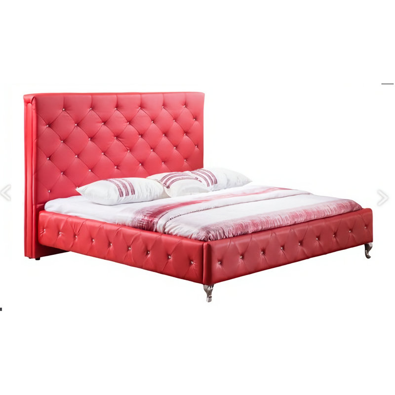 Alectra Sleigh Bed, Queen, Red