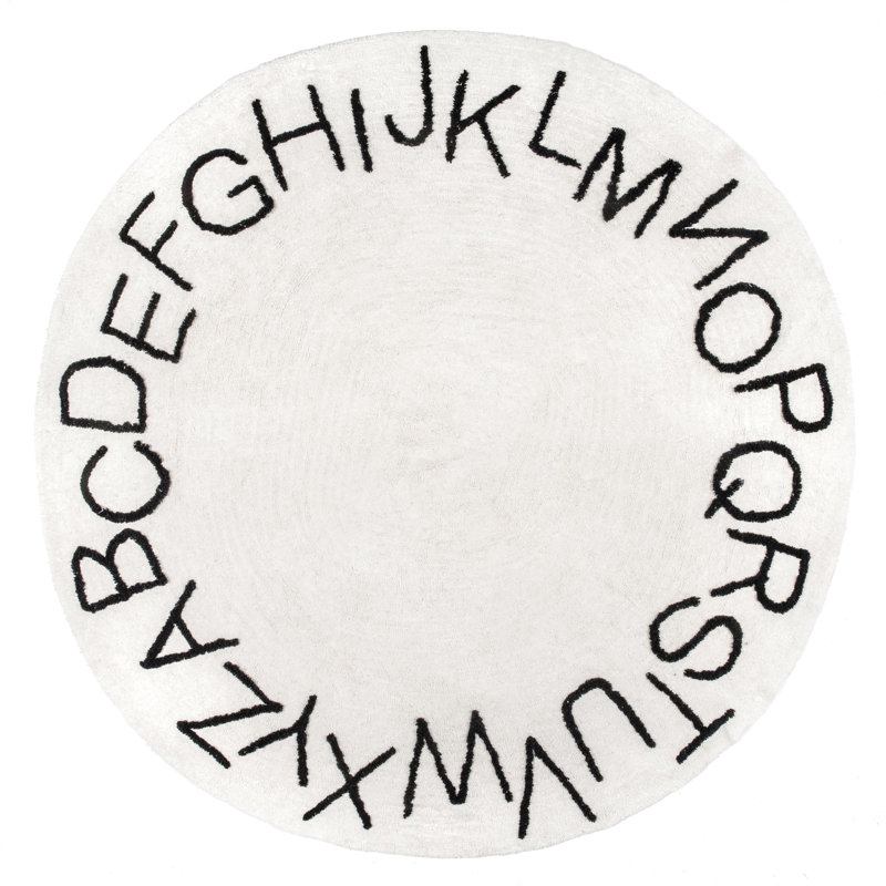Alphabet SpinCleanhable Rug, Round 6'