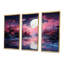 Pleine lune, ciel rose, ensemble de décorations murales lac Cherry Blossom-1709666588-1709666591