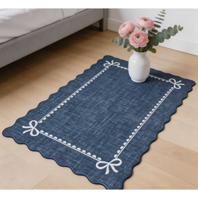 Tapis moderne à bords festonnés - Tapis doux, antidérapant et lavable - parfait pour le salon, la chambre à coucher, la chambre de bébé, le dortoir, le couloir, la salle de jeux