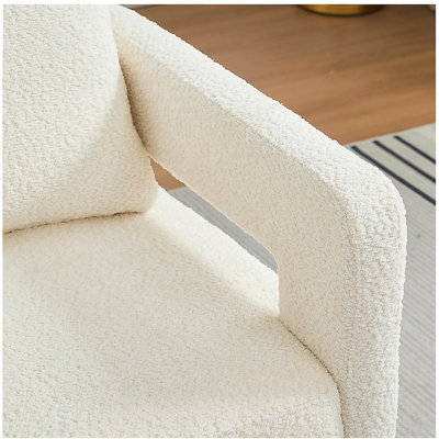 Fauteuil d'appoint pivotant carré de 29,13 po de largeur, fauteuil rotatif moderne avec dossier ouvert, rotation à 360 degrés, fauteuil club avec coussin de dossier amovible pour salon, hôtel, chambre à coucher, caramel