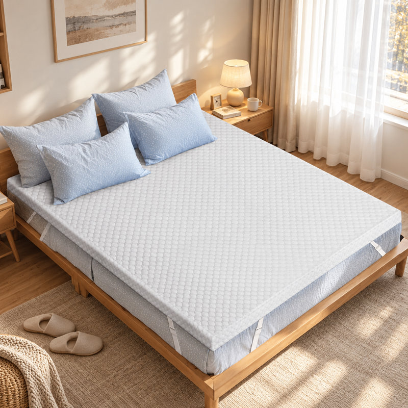 Surmatelas en mousse mémoire et gel rafraîchissant de 7,6 cm d'épaisseur, blanc, portatif, Grand lit