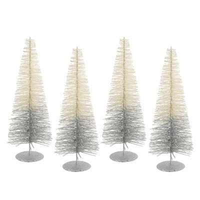 Ombre Trees - 15.7"H - Set of 4 - White/Silver