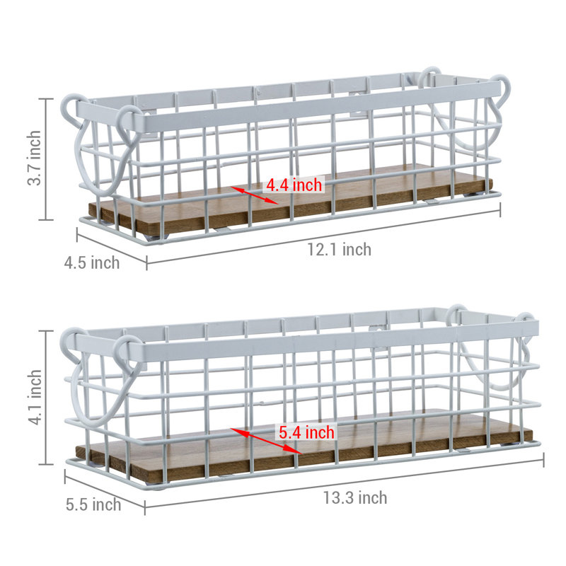 2-Piece White Metal Storage Baskets Bin