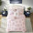Piece Full Queen Pink Bedding Sets, Floral Microfiber Ruffle Set for Home
