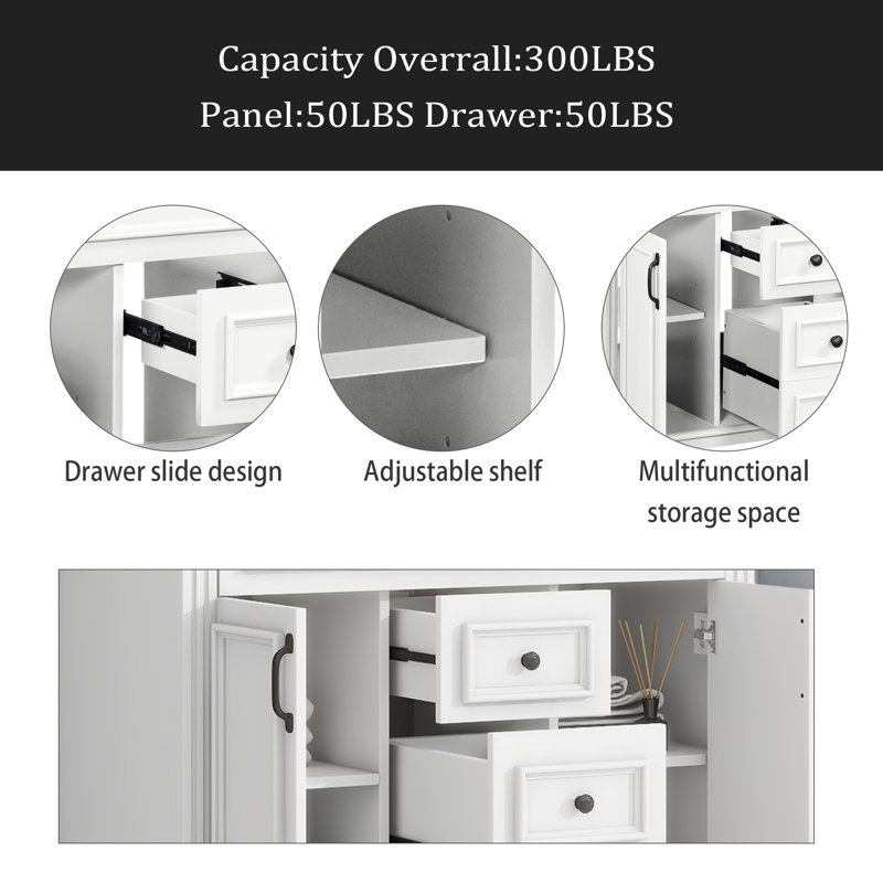 Meuble-lavabo de 36 po sans lavabo supérieur, armoire seulement, armoire de rangement moderne avec 2 portes à fermeture douce et 2 tiroirs (PAS D'ÉVIER
