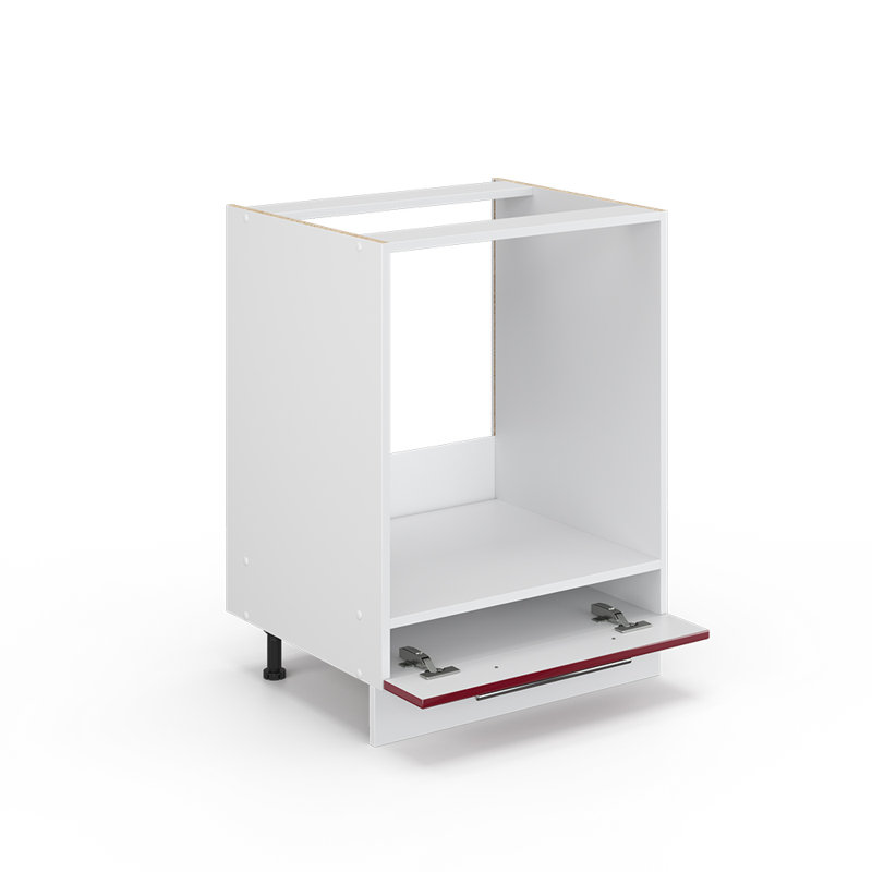 82Cm H x 60Cm W x 52Cm D Oak Base Unit Cabinet, White/Red