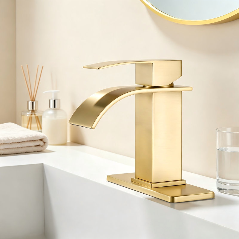 Robinet à un trou avec bonde escamotable, Brushed Gold