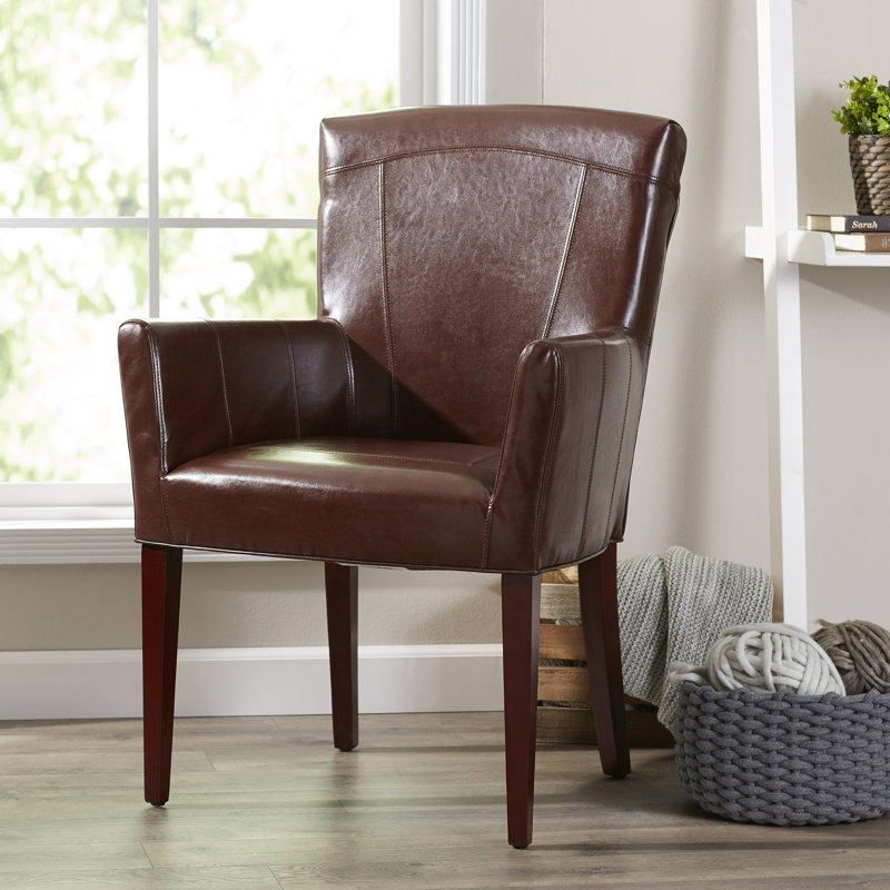 Danyne Faux Leather Armchair, Hemp Linen