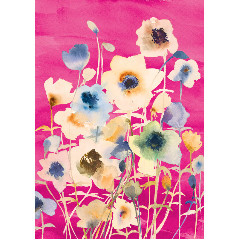 The Flowers Bright Magenta 1 - Wrapped Canvas Painting, 30cm H x 46cm W x 3.8cm D
