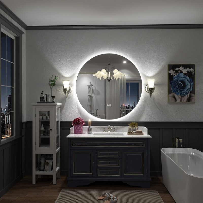 Wayfair Basics® UL Certified LED Anti-Fog Tempered Glass Round Bathroom/Vanity Mirror , 36" x 36"