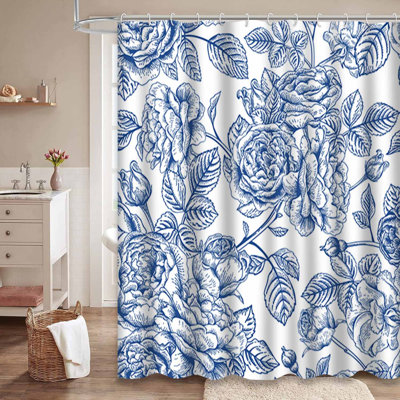 Rideau de douche rétro avec 12 crochets