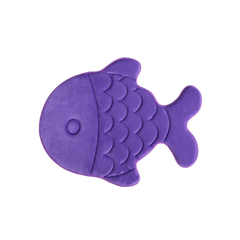 Bryenna Memory Foam Non-Slip Bath Mat, Purple Fish