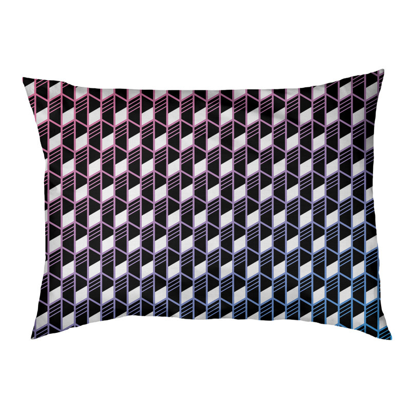 Byrge Geometric Fleece Pet Bed, Large - 52" L x 42" W, Pink/Blue