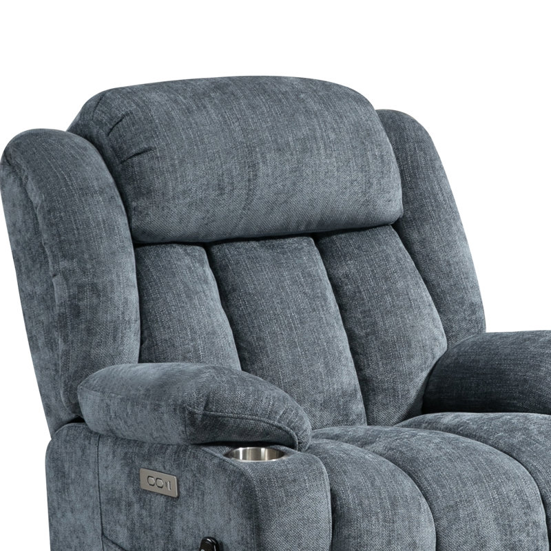 Saiqa Power Lift Chair Recliners With Massage Heating, Blue Chenille