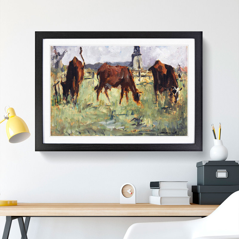 Cows in a Field by Edouard Manet - Picture Frame Painting, Black Framed, 48cm H x 65cm W x 2cm D