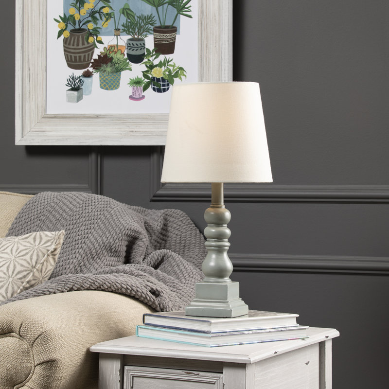 Whittier 19" Resin Table Lamp, White, Gray