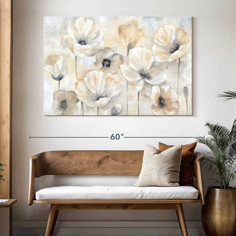 Harnek Gray Poppy Garden Landscape, 34" H x 51" W