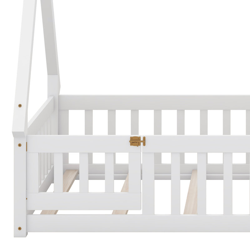 Aggappora Slat Bed, White, Twin 1